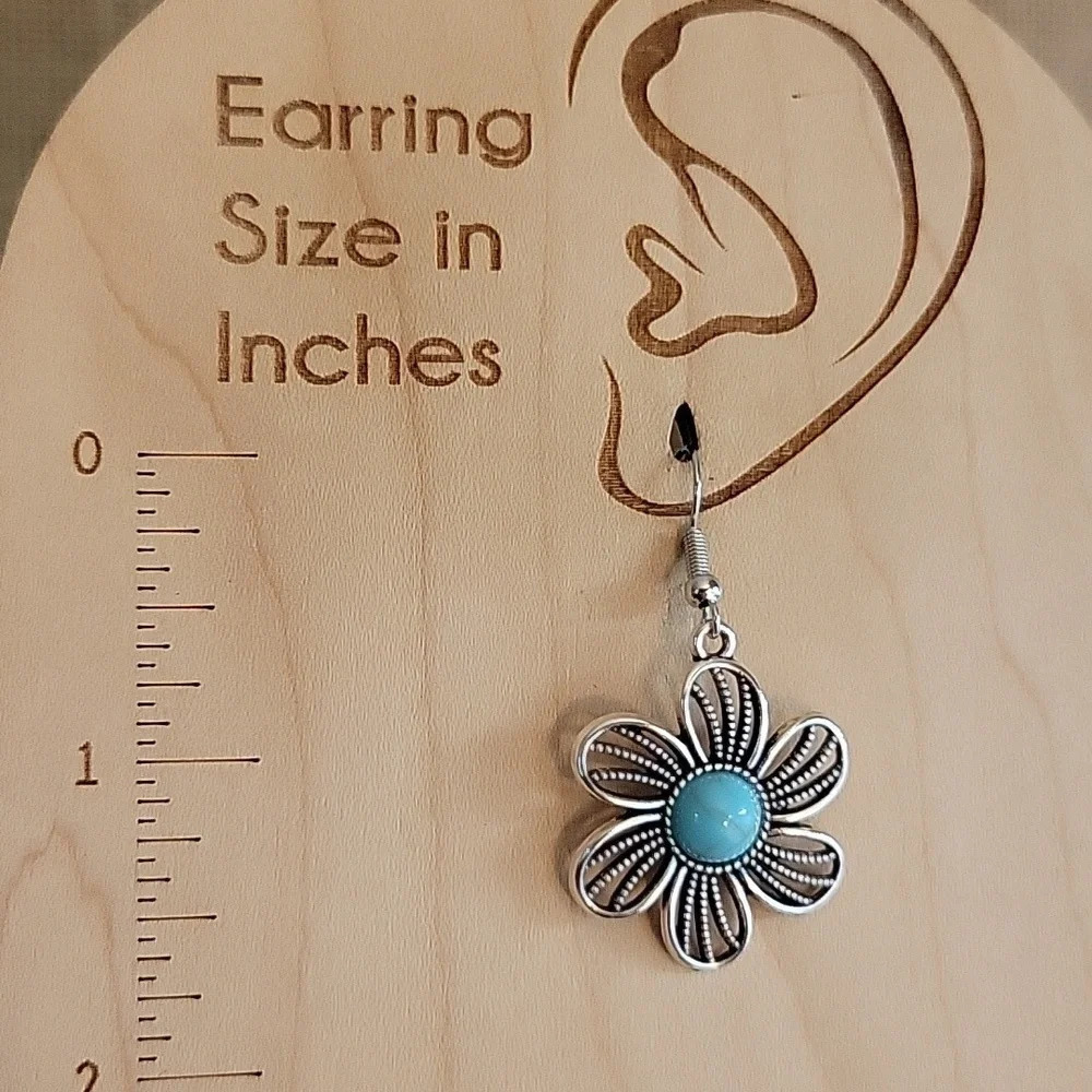 Southwestern Daisy Drop Earrings - Picture 4 of 5